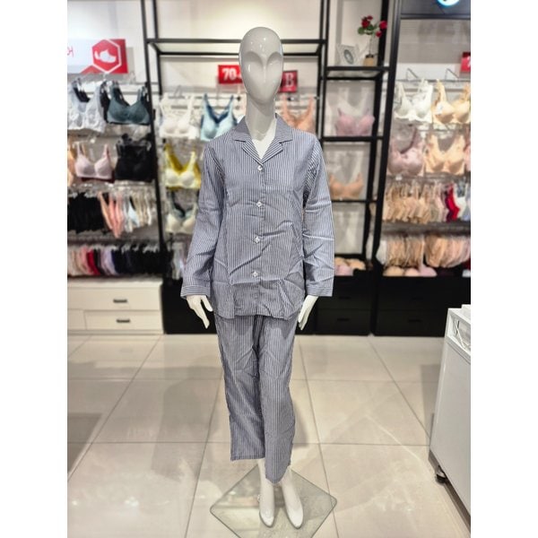 [시흥점] S 비너스 ) 리오셀 핀스트라이프 쓰리피스 여성 파자마 세트 VPA4418W-NB