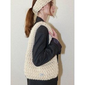 Wool 100% Handmade Crochet Shoulder Bag _ Cream