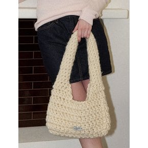 Wool 100% Handmade Crochet Shoulder Bag _ Cream
