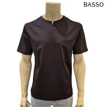 바쏘 쿨 면 스판 브이넥 트임 반팔 티셔츠 BSY2KR66