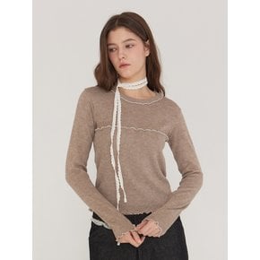 VERA LAYERED ROUND KNIT TOP - MOCHA