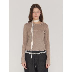 VERA LAYERED ROUND KNIT TOP - MOCHA