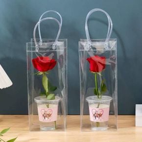 PVC백 선물 샴페인 PVC 와인 칠링백 아이스버킷 보냉 쿨러 35cm 쇼핑백 꽃바구니 기념일선물