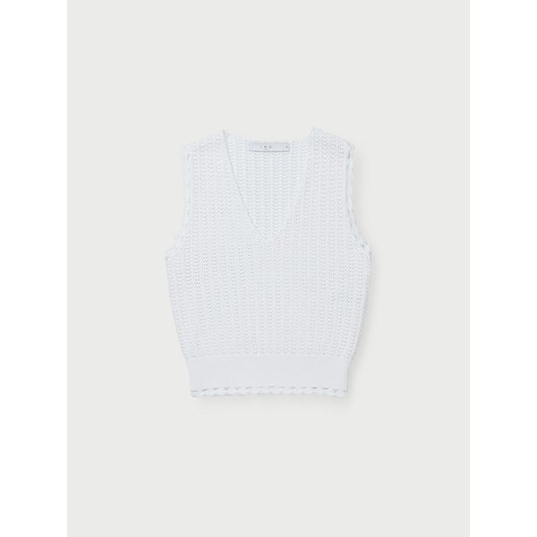 LANADEL 크로셰 브이넥 니트 탑 IOWBM26108WHX