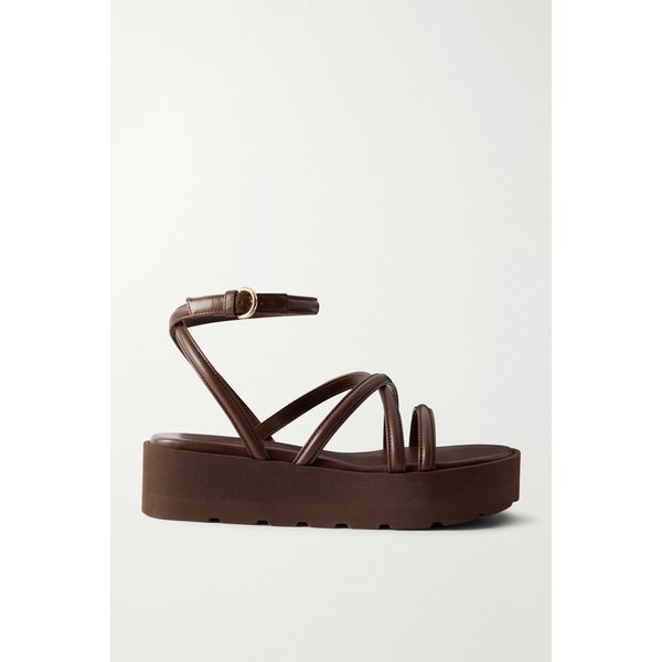 가죽 플랫폼 샌들 브라운 46376663163053304
