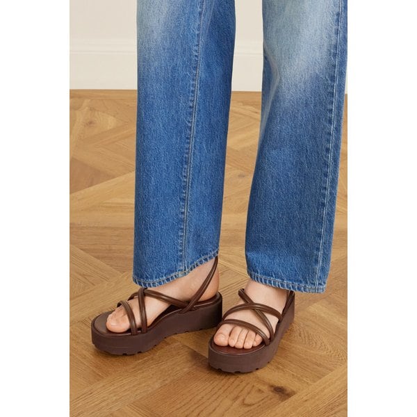 가죽 플랫폼 샌들 브라운 46376663163053304