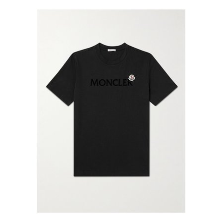 몽클레르 몽클레어 로고 플록 아플리케 코튼 저지 티셔츠 블랙 1647597360494918