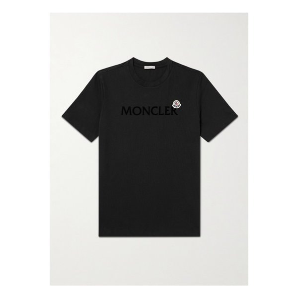 몽클레어 로고 플록 아플리케 코튼 저지 티셔츠 블랙 1647597360494918