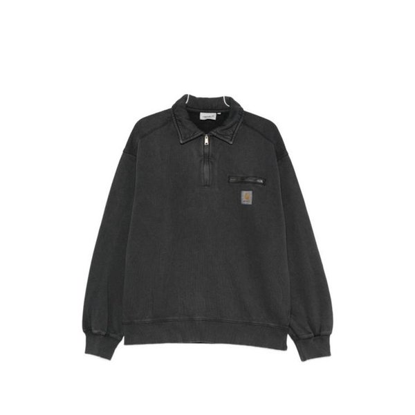 26SS 칼하트 WIP 하프 집 디트로이트 스웨트셔츠 I036350 8906 BLACKSTONE WASHED DOM