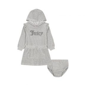 키즈 Juicy Couture 키즈 벨루어 후디 후드티 드레스 (Little Kid - 미디엄 그레이 헤더 9580164