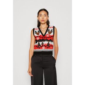 4031530 ONLY ONLXMAS HEART V NECK VEST - Jumper black/poppy red/green bee