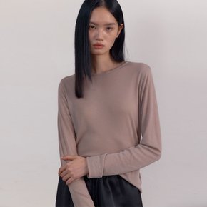 Tencel Rib Long Sleeve T-Shirts (Moca Beige)