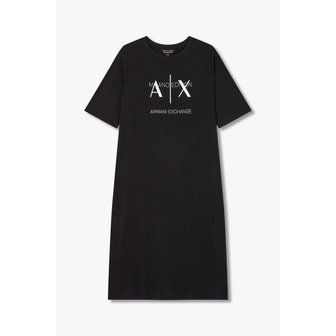 ARMANI EXCHANGE AX 여성 테이핑 로고 크루넥 드레스-블랙(A424121010)