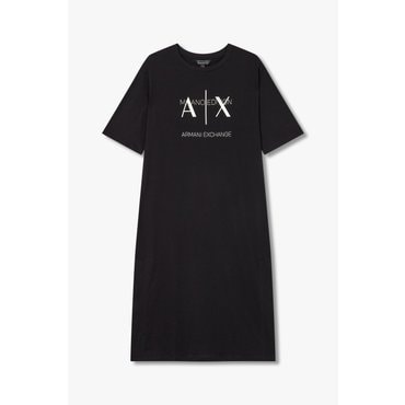 ARMANI EXCHANGE AX 여성 테이핑 로고 크루넥 드레스-블랙(A424121010)