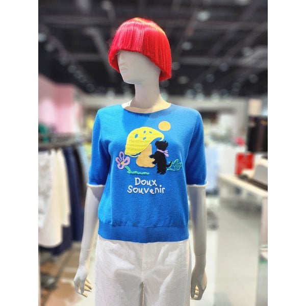 [부산점] 머쉬룸 배색 반팔 니트 BAKP56531BL