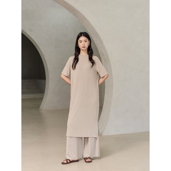 [25 신상] 플리츠 라운드넥 반팔 원피스 (VKOBE2550)