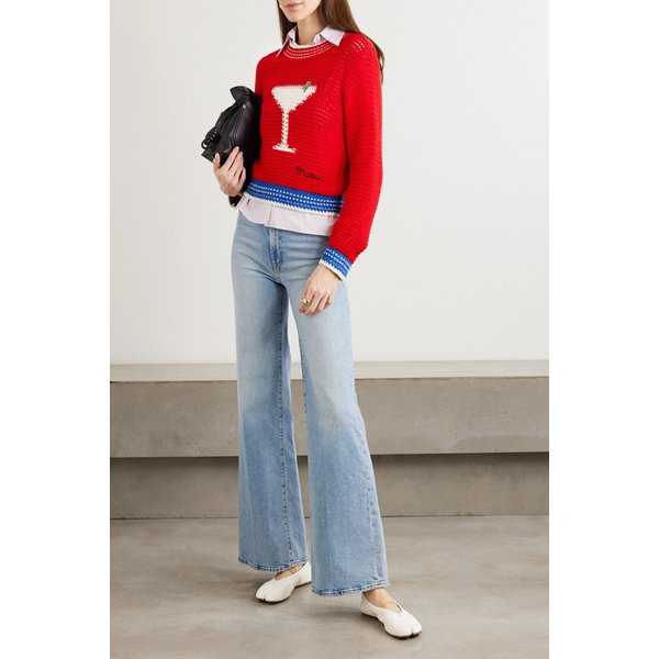 더 허슬러 롤러 스니크 하이 라이즈 와이드 레그 진 라이트 데님 46376663163055713