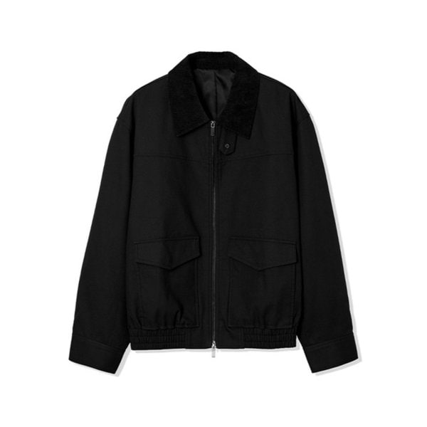 남성 카라배색 아웃포켓 점퍼 (BLACK) (HAAUJ1A-39)