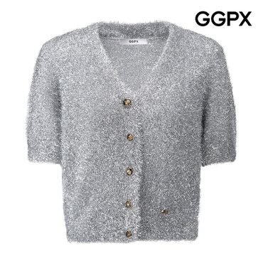 GGPX 숄더 패드 펄 짜임 반팔 니트 가디건 (GP6KG001F)