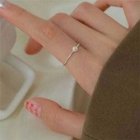 여성 진주 반지 진주 반지 얇은 레이어드 심플 데일리 약지 오픈형