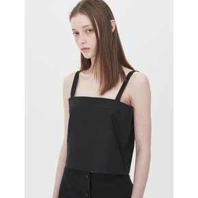 linen square sleeveless crop top_black