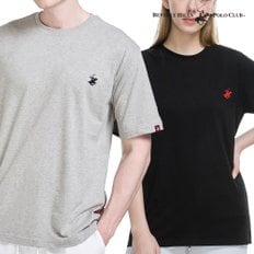 진마니아 [비버리힐즈폴로클럽] 남여공용 자수로고 라운드 반팔 티셔츠