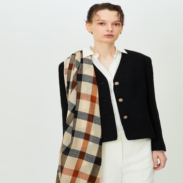 닥스 DCSC5F110W2[25FW][WOOL100%] 여성 브라운 하우스체크 울 라이트 머플러