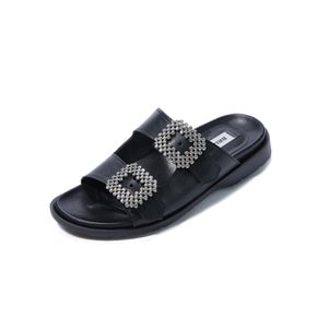 Square Crystal Slippers_Black