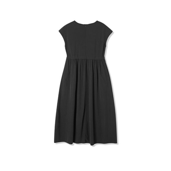 여성 허리 스트링 캡소매 원피스 (BLACK) (HBROPA2)