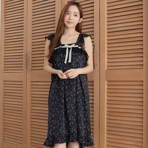 여자 골프샤워가운 목욕까운 사우나 마사지 블랙 꽃무늬 끈소매 랩가운