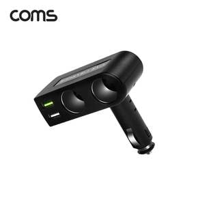 Coms 차량용 고속 충전 파워소켓 QC 최대 시가 소켓 USB 90도 3.0 6A 2구 2P