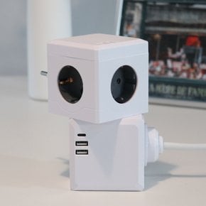 큐브 3구 멀티탭 콘센트 USB/C포트 3포트 두가지타입 플러그형 3구1.5m케이블형