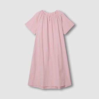 JAJU 여 코튼 시어서커 반팔 파자마 원피스 J206203075066