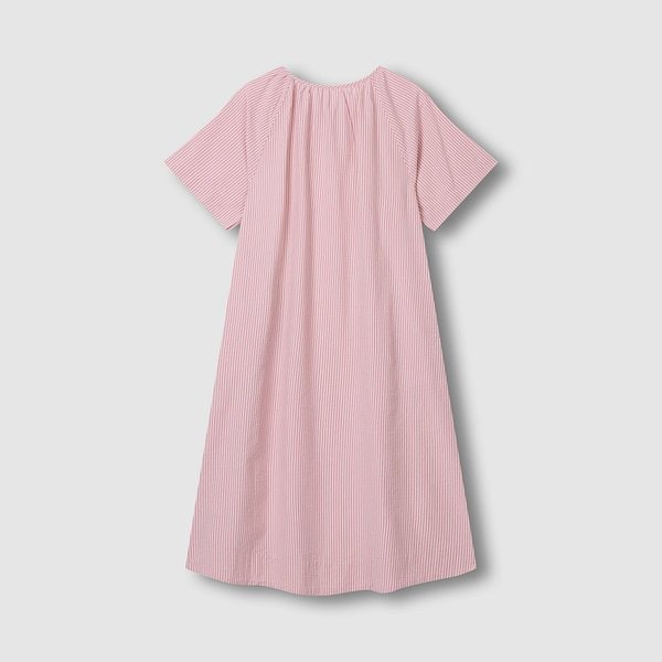 여 코튼 시어서커 반팔 파자마 원피스 J206203075066