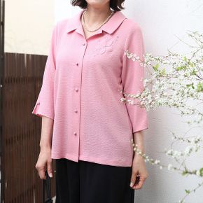 T57320 진주 입체꽃 카라남방 60대 엄마옷_P393323448