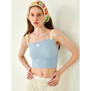 [WOMAN] DAISY SLEEVELESS TANK TOP RIBBON DECORATION BABY BLUE