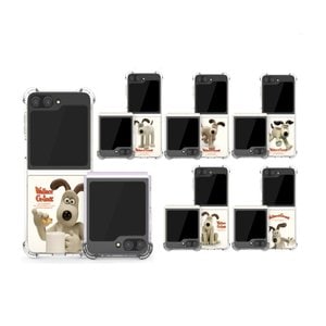  갤럭시 Z플립 5 4 3 휴대폰 케이스 정품 TRY 웰레스와 그로밋 투명 범퍼케이스