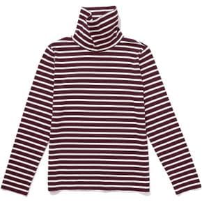 큘 THE TURTLENECK T-SHIRT - MERLOT/CREAM