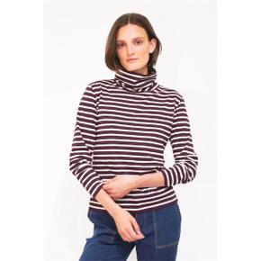 큘 THE TURTLENECK T-SHIRT - MERLOT/CREAM