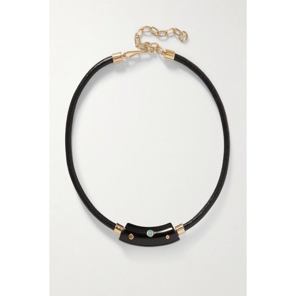 리지 포르투나토 카브레라 골드 플레이트 가죽 레진 멀티스톤 초커 46376663162972394