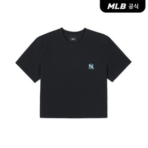 [코리아공식] [MLB] 여성 베이직 에슬레저 슬림 크롭 반팔 티셔츠 (2 COLOR)