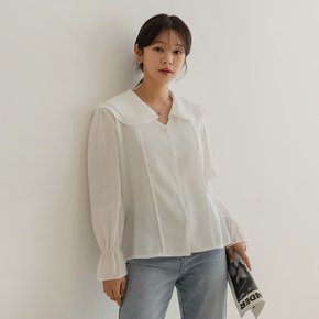 [66-110] 언체 핀턱 더블 프릴 카라 블라우스