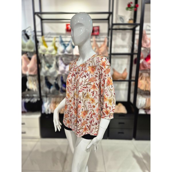 [시흥점] S 비너스 ) 폴리 기모 디지털 꽃나염 여성 홈웨어 상의 [VEV3785F-BE]