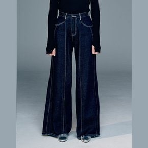 오버록 플리츠 와이드청바지 OVERLOCK PLEATS WIDE DENIM