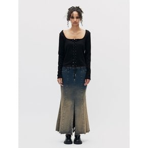 GRADATION MERMAID FIT DENIM SKIRT BLUE