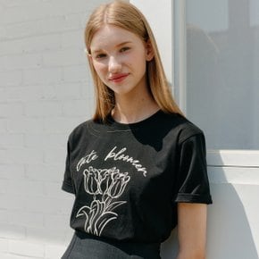 BLOOM PRINT T-SHIRT_BLACK