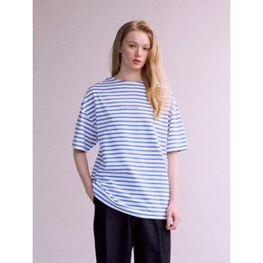 Pinstripe Embroidered T-shirt (OCEAN BLUE)