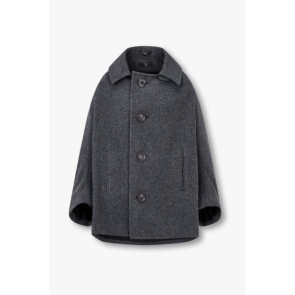 [Y`s]빅 버튼 울 하프 코트[그레이] 6615305106000