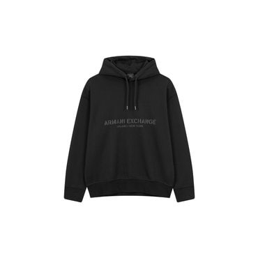 ARMANI EXCHANGE AX남성 센터 로고 그래픽 후드 티셔츠A413331009-블랙