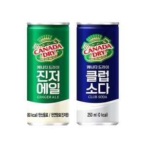  캐나다드라이 진저에일15개 + 클럽소다15개 250ml 30캔